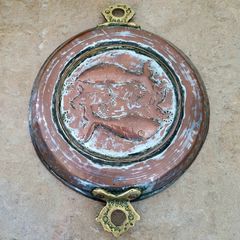 Antique copper & brass engraved fish mold