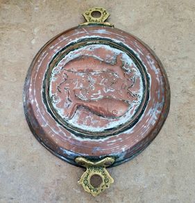Antique copper & brass engraved fish mold