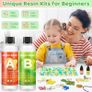 Resin Kits for Beginners, 218PCS Epoxy Resin Kit, Silicone Letter Moulds with Pigments, Sequins, Gold Leaf, Keychain,Tassels, for DIY Keyring/Jewelry Making Image 2