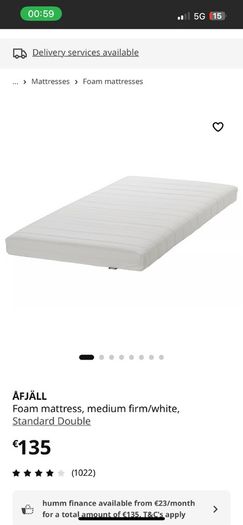 IKEA double bed Foam mattress, medium firm/white