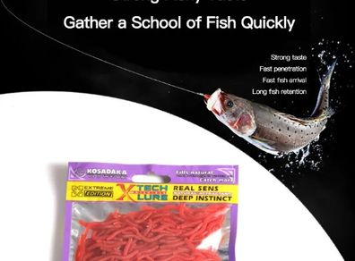 Smelly Red Worms for fishing, 100pcs