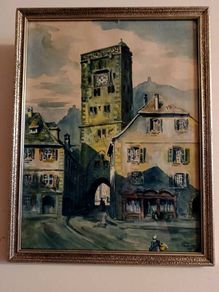 Detailed aquarelle signed