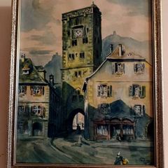 Detailed aquarelle signed