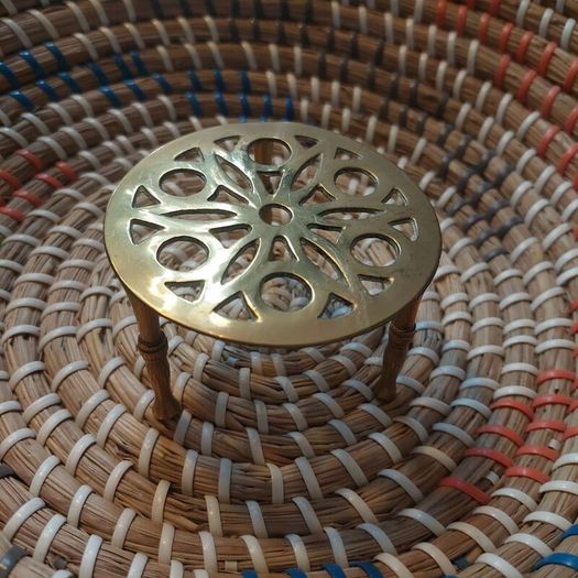 vintage miniature pierced brass trivet