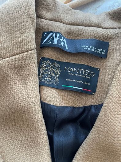 Zara Camel Manteco Wool-blend Coat - Size M -