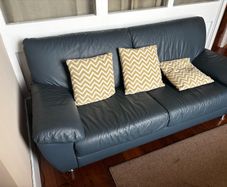 Blue Italian leather couch