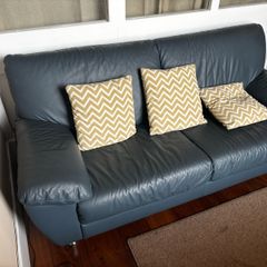 Blue Italian leather couch