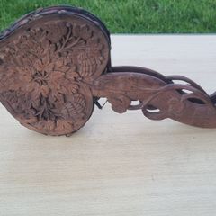 Vintage wooden ornately carved fireplace blower
