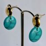 Gold & Turquoise Coin Candy Drop Earrings Image 8