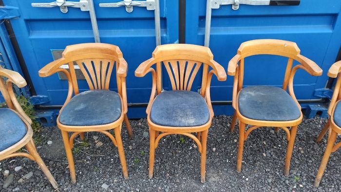 Vintage Thonet style bentwood armchairs  for restoration  7 chairs in total