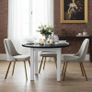 Nordic White & Black Round Extendable Dining Table 100+40cm  Sleek, Modern, and Versatile Image 2