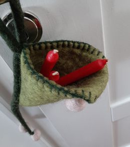 2026 felted wool mistletoe taper holder