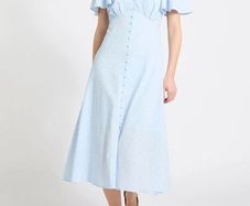 NEW Ladies Polka Dot Button- Through Tea Dress: Size 8