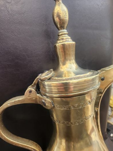 Vintage Eastern brass chocolate pots ...polished