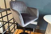 Bonnier Light grey Adjustable Swivel Bar stool