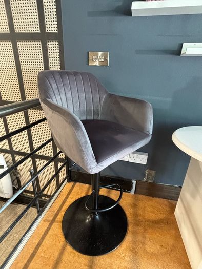 Bonnier Light grey Adjustable Swivel Bar stool