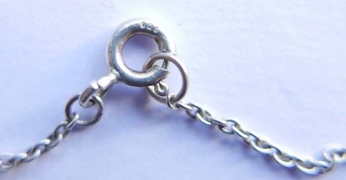 Vintage Sterling Silver925 Disc Charm Anklet Bracelet length 10" - 1,6g