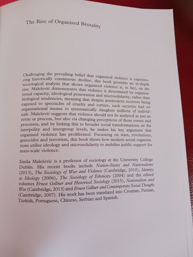 The Rise of Organised Brutality / Professor Sinisa Malesevic / 2017