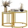 Round Coffee Tables Set of 2, Nesting Tables with Tempered Glass Top and Steel Frame, 60cmx60cmx47cm, Gold Tone Image 4