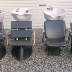 Hair salon sinks and chirs and treatment table