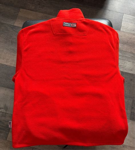 Vintage Reebok Red/Orange Fleece Quarter Zip Pullover Jacket Y2K Size L-XL