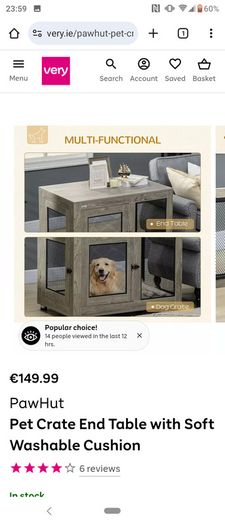 Paw hut pet crate end table with washable cushion for sale