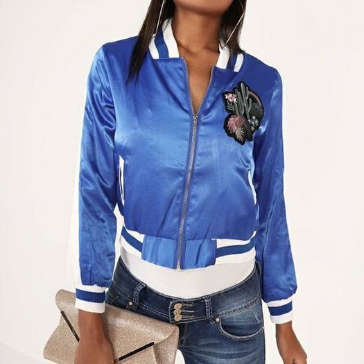 blue satin look blazer fits sm