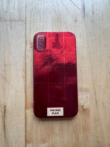 iPhone XR Phone Case Vintage Plaid - Red