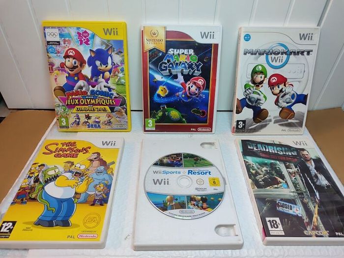 Wii Games The Simpsons Mario kart Super Mario Galaxy Wii Sports Resort Dead rising Mario Sonic Olympics