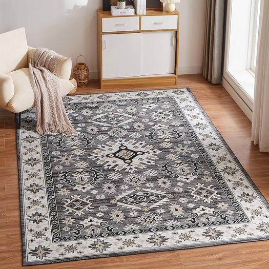 Washable Rugs Living Room Boho Rug for Bedroom Anti Slip Rugs Classic Large Rugs for Living Room Vintage Area Rugs Soft Short Pile Rug Washable Rugs Vintage 80x150CM Blue