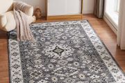 Washable Rugs Living Room Boho Rug for Bedroom Anti Slip Rugs Classic Large Rugs for Living Room Vintage Area Rugs Soft Short Pile Rug Washable Rugs Vintage 80x150CM Blue