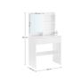 Dressing table, dressing table with mirror and drawer, vanity table, adjustable shelves, modern, 70 x 40 x 136 cm, white Image 3