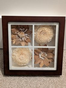Framed handmade paper flowers