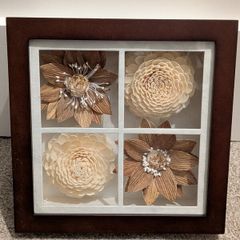 Framed handmade paper flowers