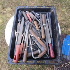 metal tray of tools