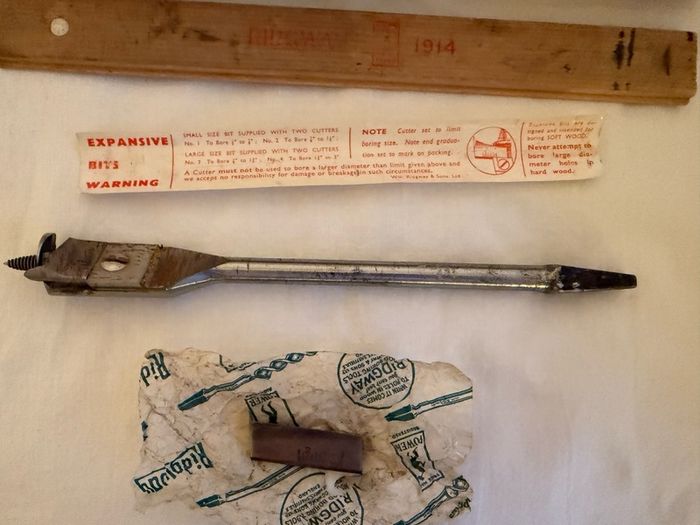 Antique 1914 Expansive bit for boring wood, with 2 cutters