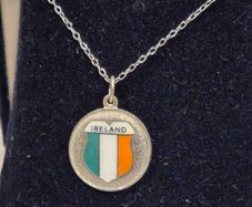 Vintage sterling silver crest with enamel irish flag colours