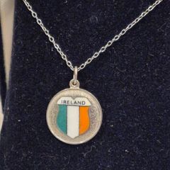 Vintage sterling silver crest with enamel irish flag colours