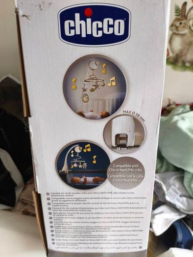 Chicco Next2Dreams Baby Mobile with Music Box, 3-in-1, Sound Effects, Night Light Projector, Classical Music, 0+ Months, Beige