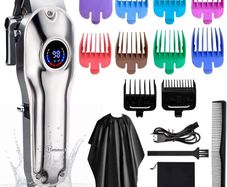 Mens Hair Clipper Beard Trimmer Hair Trimmer Shaver for Men Professional Barber Clippers Waterproof Cordless Hair Trimmer Rechargeable Trimmer Male Grooming Set Colorful Guide Combs