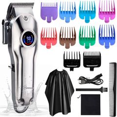 Mens Hair Clipper Beard Trimmer Hair Trimmer Shaver for Men Professional Barber Clippers Waterproof Cordless Hair Trimmer Rechargeable Trimmer Male Grooming Set Colorful Guide Combs