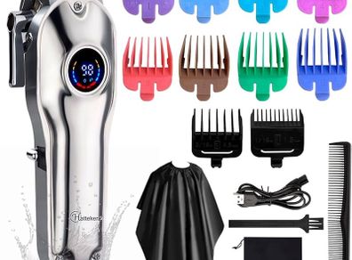 Mens Hair Clipper Beard Trimmer Hair Trimmer Shaver for Men Professional Barber Clippers Waterproof Cordless Hair Trimmer Rechargeable Trimmer Male Grooming Set Colorful Guide Combs