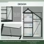 6 x 6ft Polycarbonate Greenhouse, Large Walk-In Green House with Slide Door and Window, Garden Plants Grow House with Aluminium Frame and Foundation, Grey Image 5