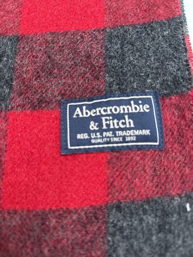 Abercrombie and Fitch Red / Charcoal Check scarf - 34 cm by 200 cm ( inc fringe)