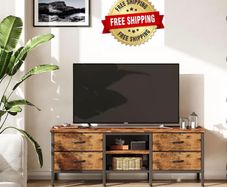 TV Stand with Storage, TV Table 55 Inch with Drawers for 60 65 Inch TV, TV Console Table, TV Bench for Living Room, Bedroom(Brown,55 Inch)
