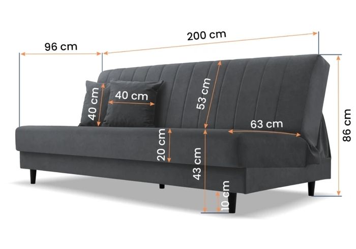 Sofa bed IRA with storage box. Easy to convert into comfortable bed