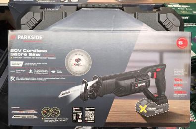 Latest Model Parkside Performance X20V Cordless Brushless Reciprocating Sabre Saw And Cutting Blades. Black November Sale Now On. Would make a great Xmas present.