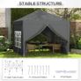 3 x 3 Meters Pop Up Water Resistant Gazebo Wedding Camping Party Tent Canopy Marquee with Carry Bag and 2 Windows, Grey Image 5