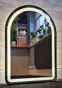 LED Bathroom Mirror Defogger 50x70cm Black Frame