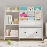 Kids Bookshelf and Toy Storage, Children's Bookcase with 3-Tier Storage Shelf and 2 Drawers, Toddler Bookshelf for Kids Room, Nursery, Classroom, White Image 3